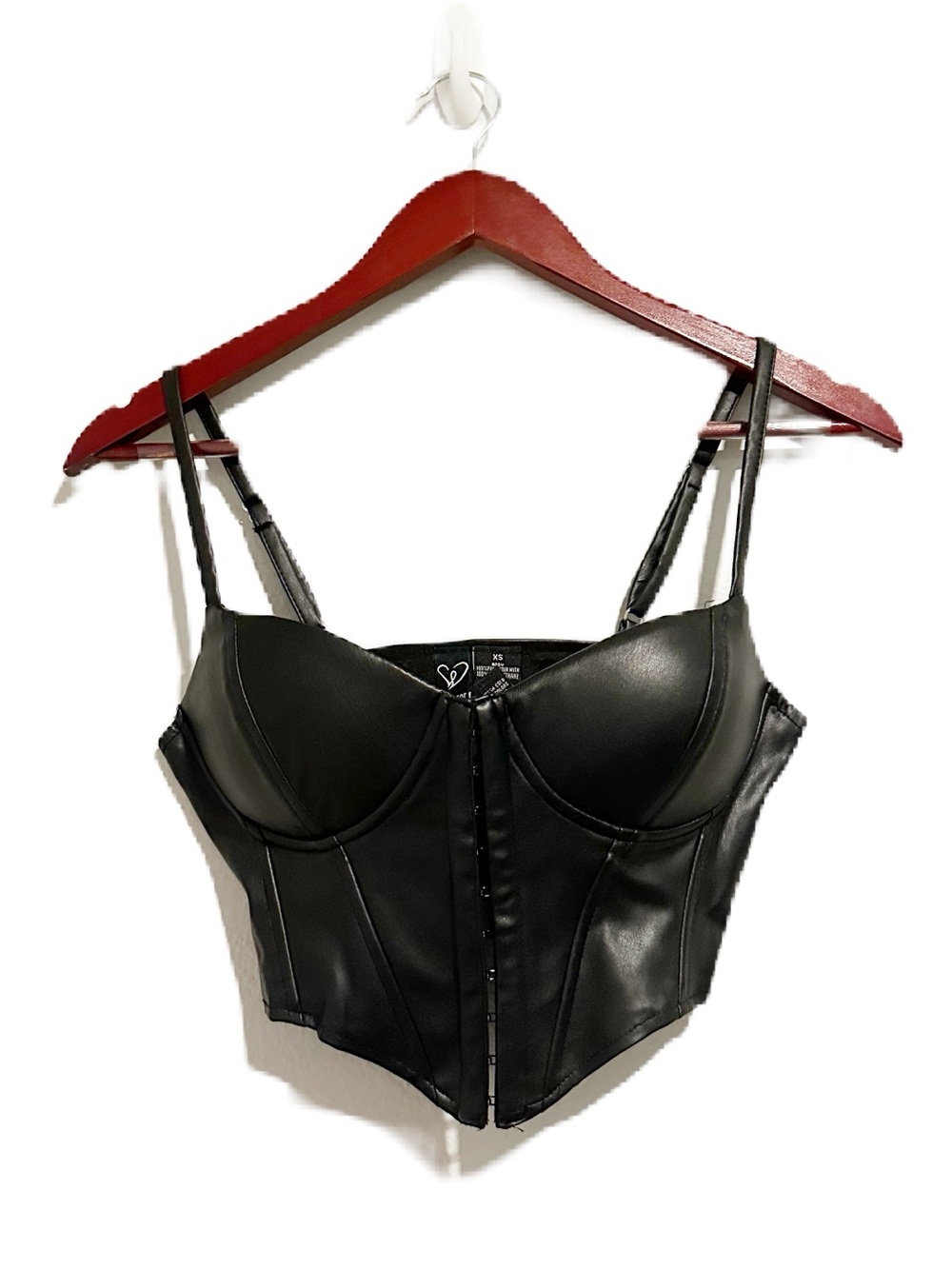 Windsor Black Faux Leather Corset Crop Top
